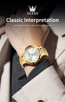 Relógio Feminino OLEVS 3650 Luxo Original Quartzo À Prova d’Água com Calendário e Pulseira de Aço Inoxidável