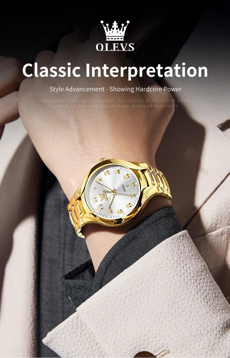 Relógio Feminino OLEVS 3650 Luxo Original Quartzo À Prova d’Água com Calendário e Pulseira de Aço Inoxidável