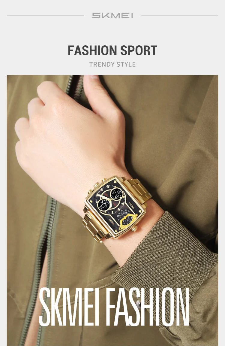 Relógio Masculino SKMEI Multifunção Analógico-Digital com Fuso Horário Duplo e Cronômetro à Prova d’Água
