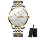 Relógio Masculino Quartz BINBOND Todo em Aço Inoxídavel, A Prova D'Agua,Vidro de SAFIRA, Calendário Automático e Visor Noturno.