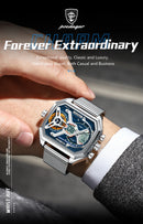 Relógio POEDAGAR E106 Quartz Digital Masculino 45mm Aço Inoxidável Vidro de SAFIRA