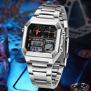 Relógio FOXBOX Masculino Digital Luxo em Aço Inoxidável