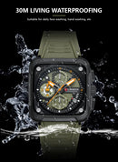 Relógio CURREN Masculino Luxo Quadrado Cronógrafo à Prova d’Água Luminoso