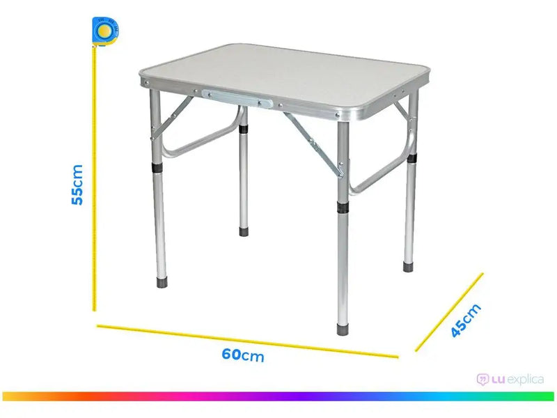 Mesa Dobrável Multiuso 60x45cm em Aço Inoxidável