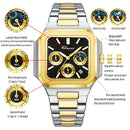 Relógio Masculino CHENXI Quadrado Clássico Multifuncional Cronógrafo Quartzo Luminoso à Prova d’Água