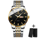 Relógio Masculino Quartz BINBOND Todo em Aço Inoxídavel, A Prova D'Agua,Vidro de SAFIRA, Calendário Automático e Visor Noturno.