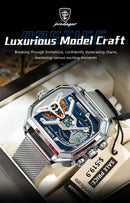 Relógio POEDAGAR E106 Quartz Digital Masculino 45mm Aço Inoxidável Vidro de SAFIRA