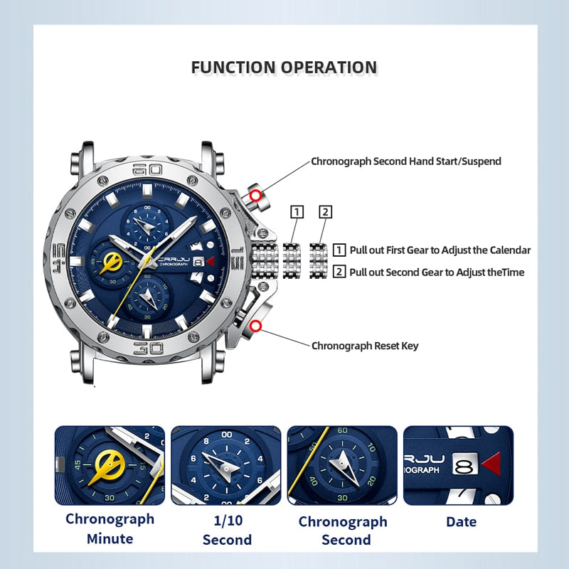 RELÓGIO MULTIFUNCIONAL CRRJU QUARTZ 2294