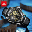 Relógio OPK Masculino Quartz em AÇO Inoxidável com Vidro de SAFIRA Calendário Automático