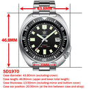 STEELDIVE-SD1970 Relógio Automático Mecânico Aço Massiço Original