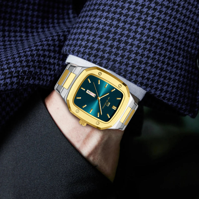 Relógio Masculino Quartz VA VA VOOM 2831 45mm Aço Inoxidável Calendário Automático Vidro SAFIRA
