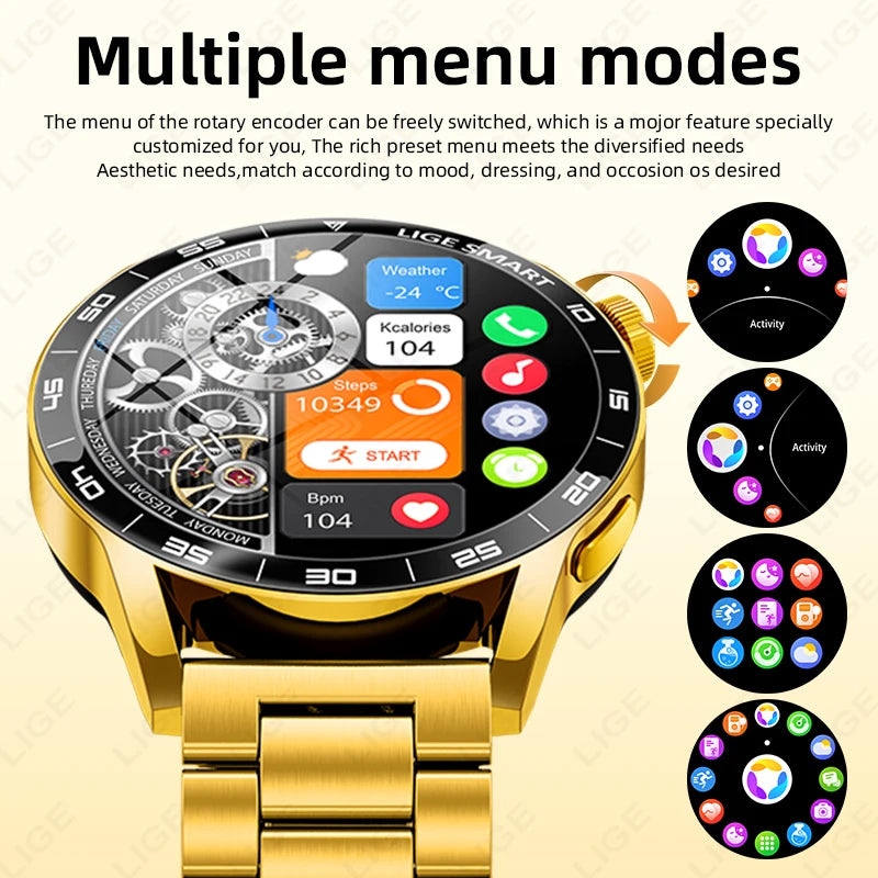 Smartwatch LIGE Voice Calling – Tela TFT 1.38", Chamadas Bluetooth, Monitoramento de Saúde e À Prova D’Água