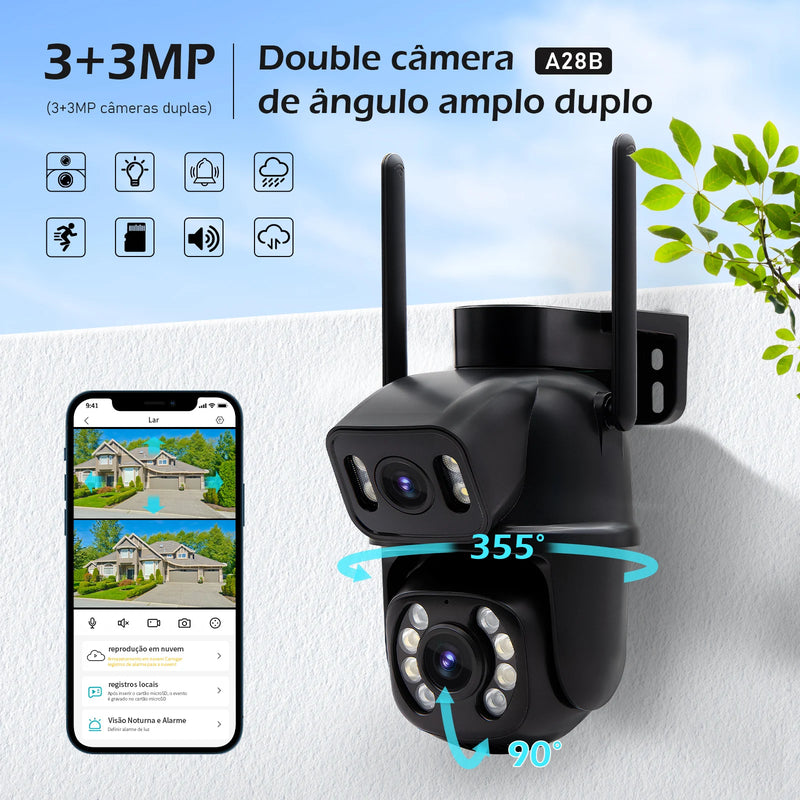 Câmera de Segurança Wi-Fi Icsee 4K 3+3MP – Externa, Alta Resolução, Monitoramento Remoto e Instalação Fácil