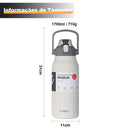 Garrafa Térmica 2L de Aço Inoxidável com Canudo – Grande Capacidade, Vácuo Fria e Quente