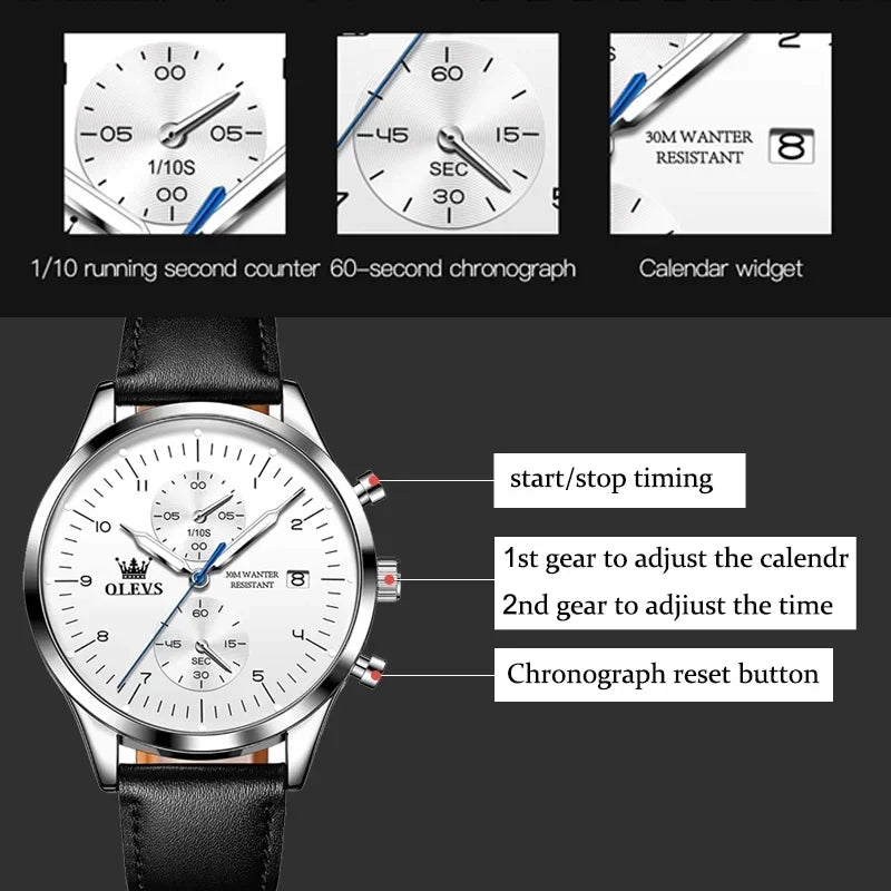 Relógio Masculino OLEVS Original Luxo com Cronógrafo