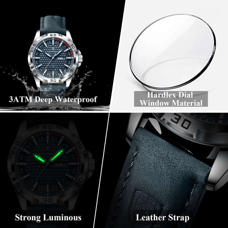 Relógio POEDAGAR 895 Masculino Quartz, Couro, Fashion e Casual