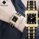 Relógio Feminino WWOOR Quartz Aço Inoxidável Vidro de Safira