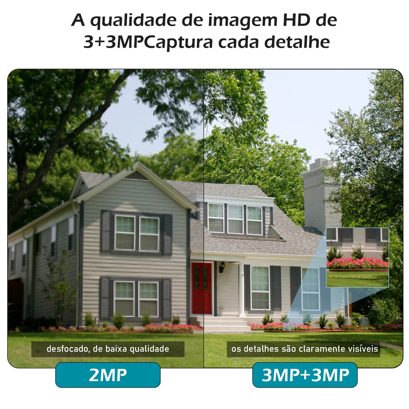 Câmera de Segurança Wi-Fi Icsee 4K 3+3MP – Externa, Alta Resolução, Monitoramento Remoto e Instalação Fácil