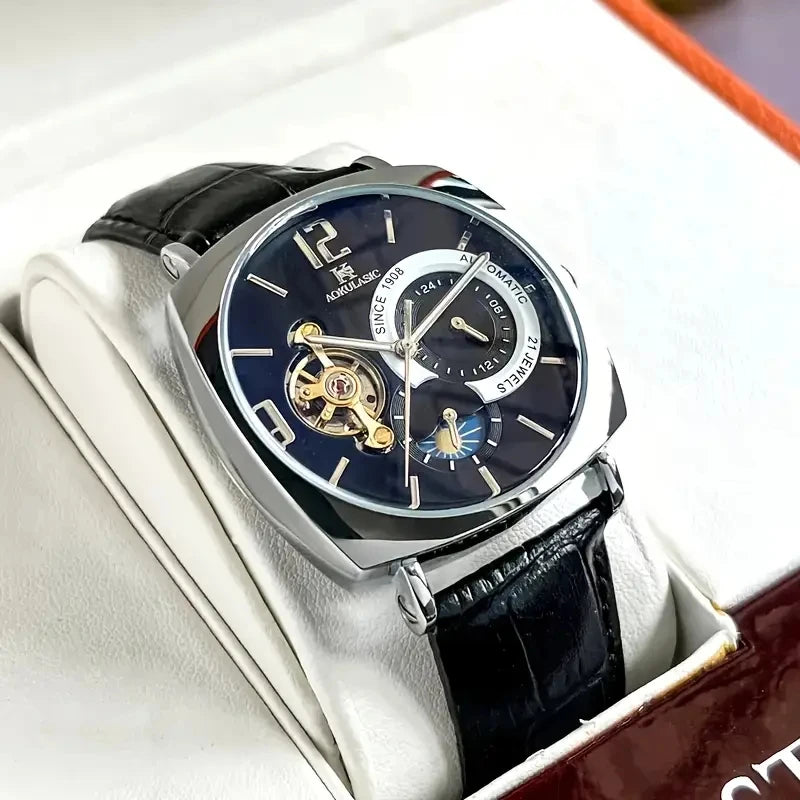 Relógio Mecânico Automático 44mm Aço Inoxidável com Vidro de SAFIRA