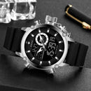 Relógio WWOOR 8882 Quartz DIGITAL em Aço inoxidável com Vidro de SAFIRA Masculino