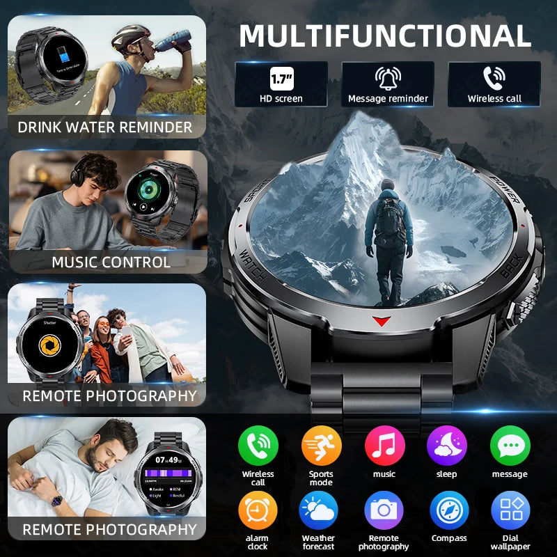 Smartwatch LIGE BWKT88 Masculino – Tela AMOLED 1.7", Bluetooth 5.3, À Prova D'Água, Chamadas e Monitoramento de Saúde