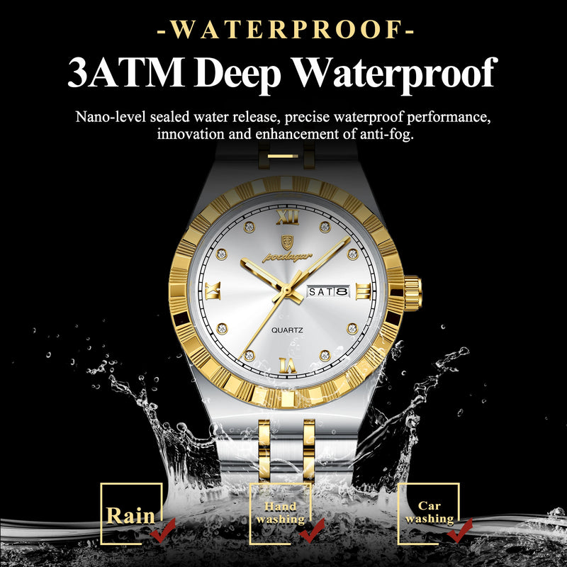 Relógio POEDAGAR 872-WH Quartz em Aço inoxidável com Vidro de SAFIRA Masculino
