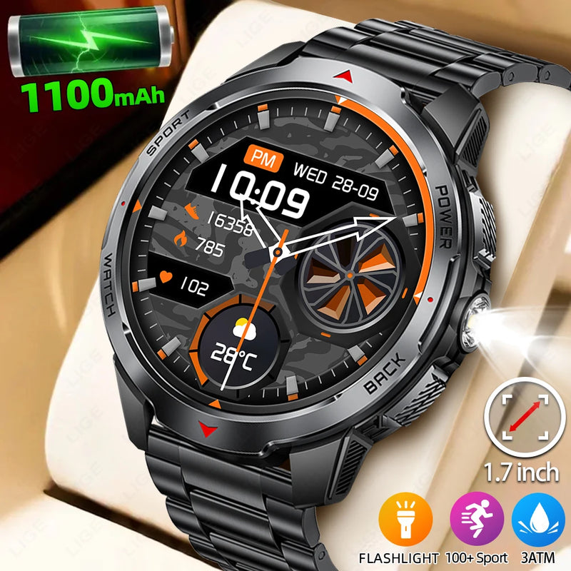 Smartwatch LIGE BWKT88 Masculino – Tela AMOLED 1.7", Bluetooth 5.3, À Prova D'Água, Chamadas e Monitoramento de Saúde
