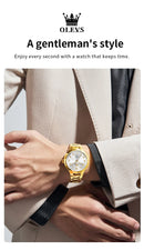 Relógio Feminino OLEVS 3650 Luxo Original Quartzo À Prova d’Água com Calendário e Pulseira de Aço Inoxidável