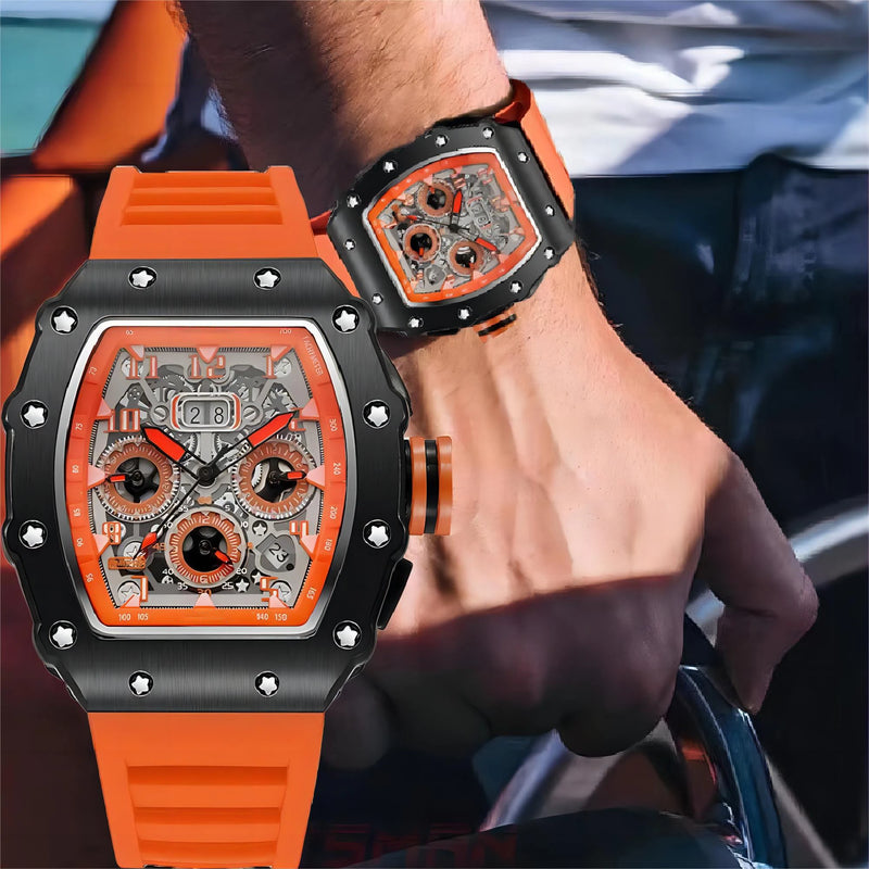 Relógio Masculino de Luxo Quartz 44mm  Luminoso  À Prova d'Água com Vidro de SAFIRA