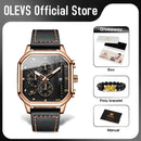 Relógio Masculino OLEVS 9950 – Pulseira de Couro, À Prova D’água, Estilo Esportivo