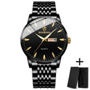 Relógio Masculino Quartz BINBOND Todo em Aço Inoxídavel, A Prova D'Agua,Vidro de SAFIRA, Calendário Automático e Visor Noturno.