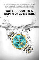 Relógio PENGAGAR 6809 Quartz em Aço inoxidável com Vidro de SAFIRA Masculino