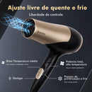 Secador de Cabelo Profissional 1800W 110/220V – Preto e Dourado, Potente