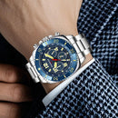 Relógio BANGWEI BW8818 Quartzo Masculino 44mm Aço Inoxidável com Vidro de Safira