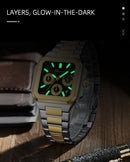 Relógio Masculino CHENXI Quadrado Clássico Multifuncional Cronógrafo Quartzo Luminoso à Prova d’Água