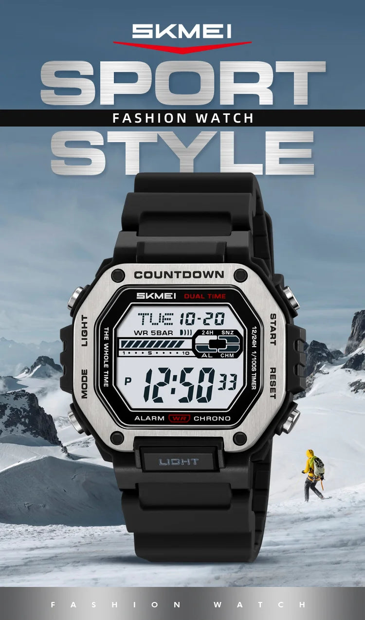 Relógio Digital SKMEI Esportivo Militar à Prova d'Água com Alarme e Cronômetro