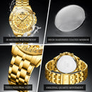 OLEVS 9913 Quartz em Aço inoxidável com Vidro de SAFIRA Masculino Calendário Automático