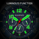 Relógio Masculino BANGWEI Luxo Esportivo Cronógrafo 30M à Prova d’Água