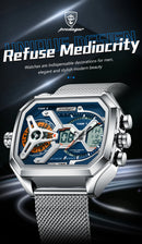 Relógio POEDAGAR E106 Quartz Digital Masculino 45mm Aço Inoxidável Vidro de SAFIRA