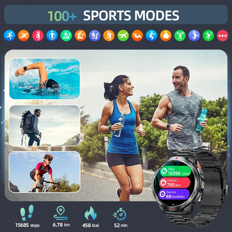 Smartwatch LIGE BWKT88 Masculino – Tela AMOLED 1.7", Bluetooth 5.3, À Prova D'Água, Chamadas e Monitoramento de Saúde