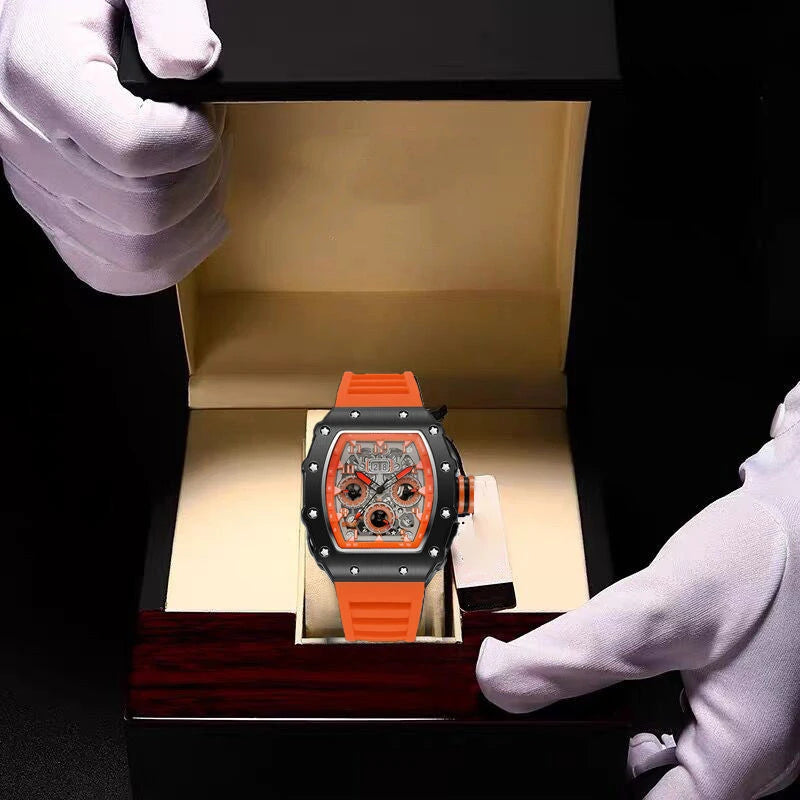 Relógio Masculino de Luxo Quartz 44mm  Luminoso  À Prova d'Água com Vidro de SAFIRA