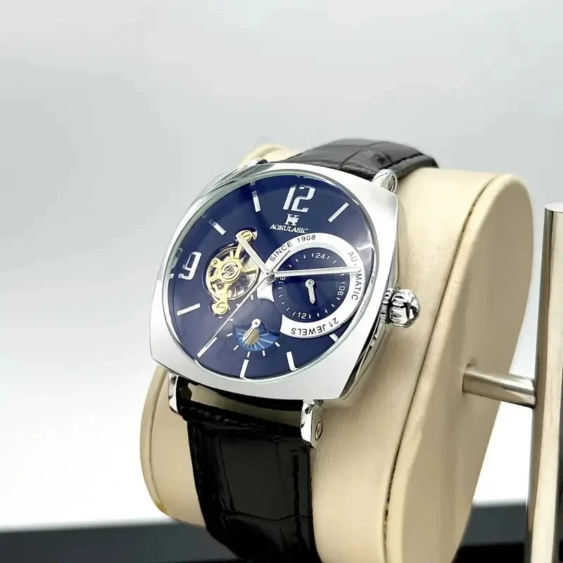 Relógio Mecânico Automático 44mm Aço Inoxidável com Vidro de SAFIRA