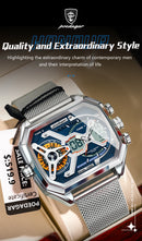 Relógio POEDAGAR E106 Quartz Digital Masculino 45mm Aço Inoxidável Vidro de SAFIRA