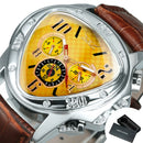 Relógio Automático Masculino JARAGAR Triângulo 43mm  Aço Inoxidável Vidro de SAFIRA com Pulseira de Couro