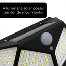 KIT 5 Super Luminária Solar 4 Placas de 100 Leds com 3 Modos de Operação de Parede