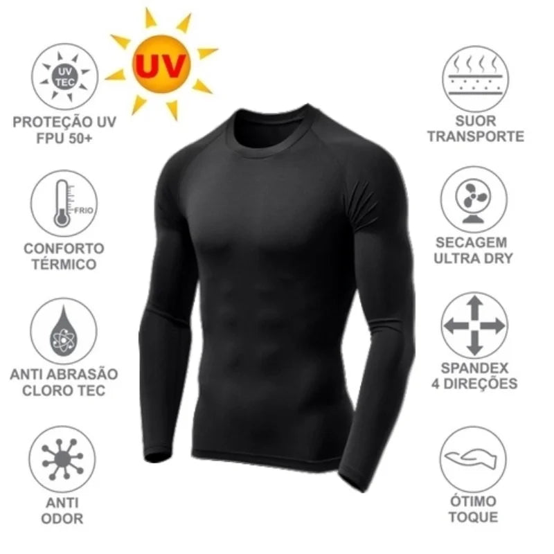 Kit 3 Camisetas Térmicas Debex Proteção UV50 Slim Fit (Se Ajusta Perfeitamente ao Corpo)