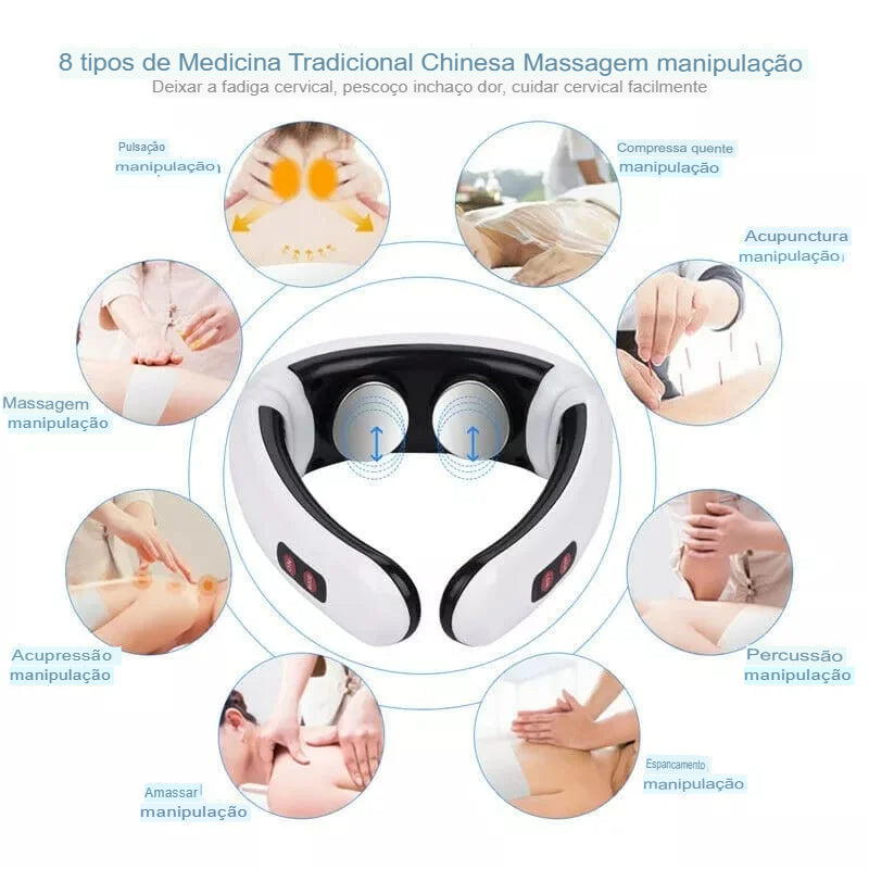 Massageador Elétrico Pescoço Fisioterapia Pulso Elétricos Alivia Dores Efeito Magnético