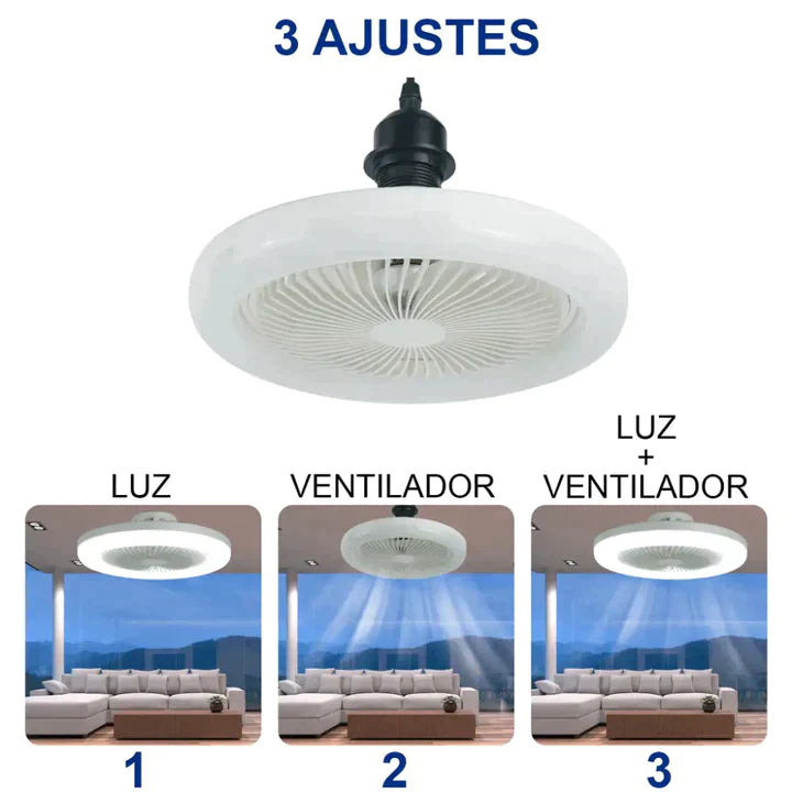 Ventilador e Luminária Inteligente 2 em 1 Luz de LED - CONTROLE REMOTO