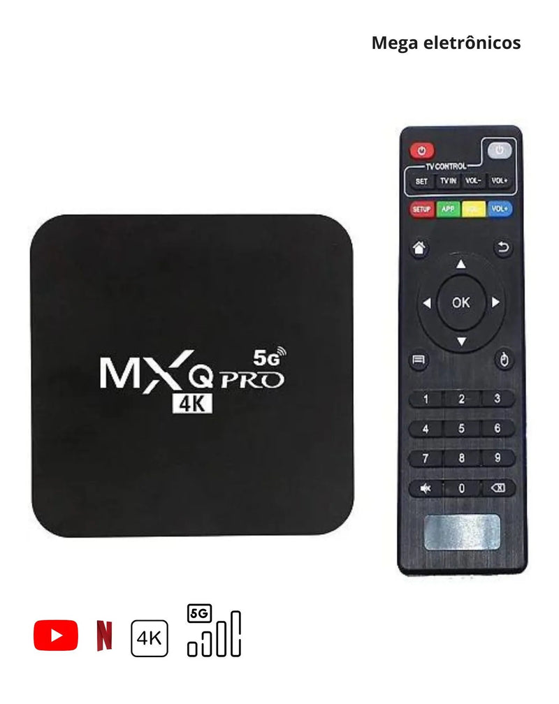 TV BOX MXQ PRO 4K 512GB Conversor Transforme Sua TV Em Smart Assista Filmes E Séries