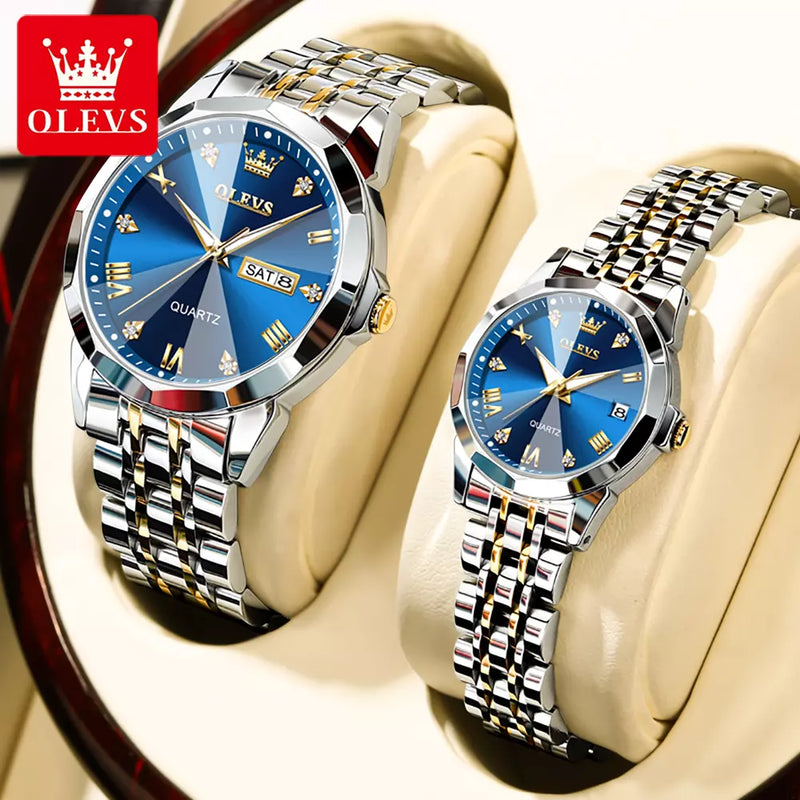 RELÓGIO DE LUXO OLEVS CASAL DIAMENTE 3D (EDIÇÃO LIMITADA)